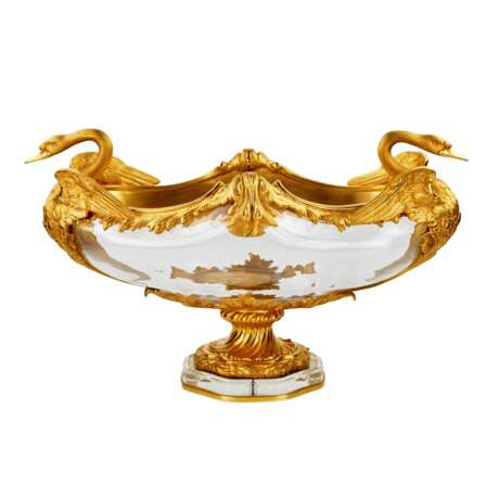 Pair of oval vases in cast glass and gilt bronze, with swan motif. France 20th century. - photo 4