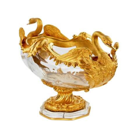 Pair of oval vases in cast glass and gilt bronze, with swan motif. France 20th century. - photo 6