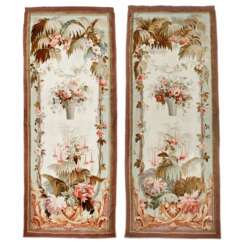 Paire de tapisseries de style Aubusson XIXème