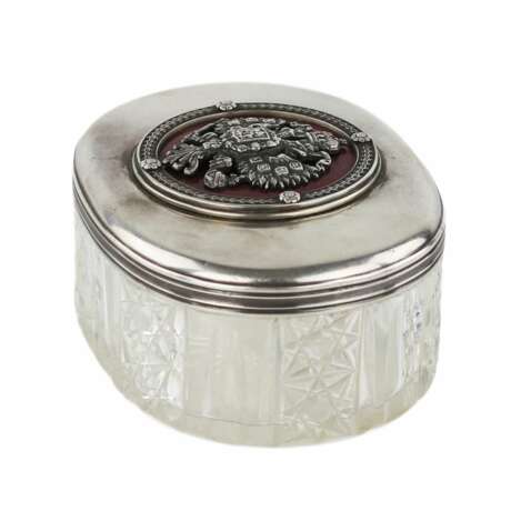 Crystal box in silver with the coat of arms of Russia on the lid. Early 20th century. - photo 2