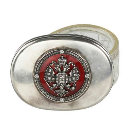 Crystal box in silver with the coat of arms of Russia on the lid. Early 20th century. - Foto 3
