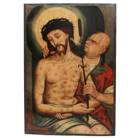 A 16th-century chopped altar panel with a scene of the Laying of the Crown of Thorns. - photo 1