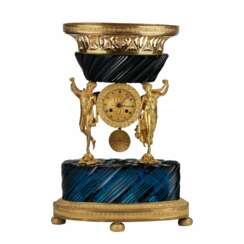 Unique mantel clock, made of glass and bronze. Royal Russia. Early 19th century.