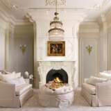 Cheminee fran&ccedil;aise en marbre blanc aux amours de style Louis XV. XIXe si&egrave;cle Marmor 129 - Foto 10