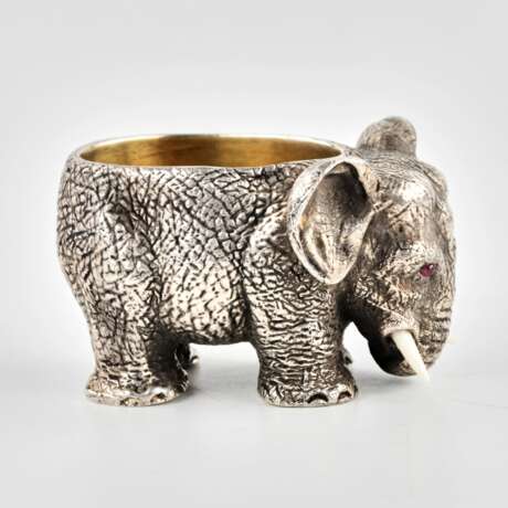 Silver salt cellar elephant. - photo 3