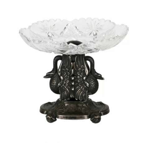 Crystal candy bowl on a stand in the form of 2 swans. - Foto 1
