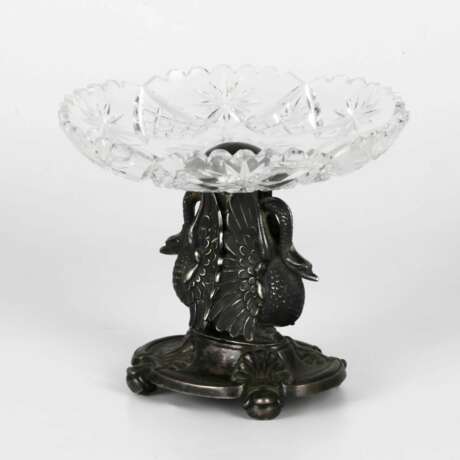 Crystal candy bowl on a stand in the form of 2 swans. - Foto 2