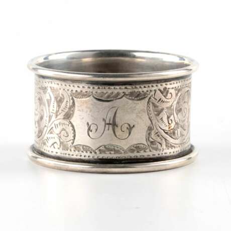Six English silver napkin rings, in an original case. - Foto 2