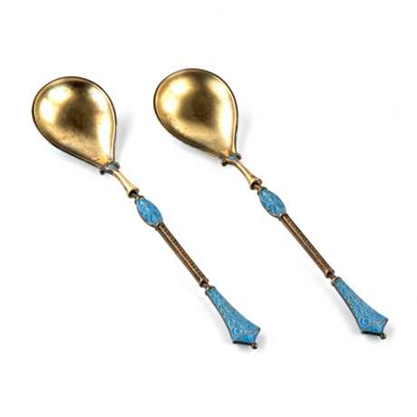 A pair of silver spoons with enamel. - photo 3