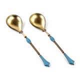 A pair of silver spoons with enamel. - photo 3