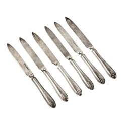 Set of 6 silver fruit knives.