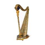 Decorative miniature. Gilded, silver harp with lapis lazuli. 1960s - photo 2