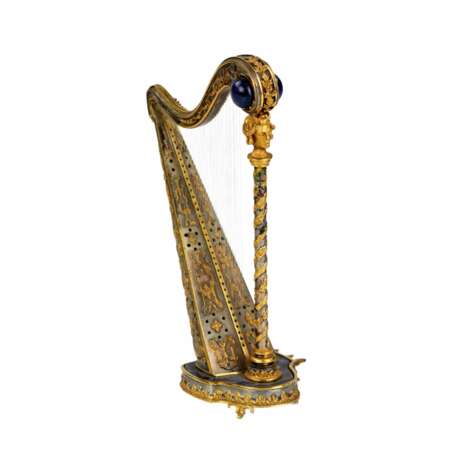 Miniature decorative. Harpe en argent dore avec lapis-lazuli. annees 1960 - photo 3