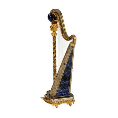 Miniature decorative. Harpe en argent dore avec lapis-lazuli. annees 1960 - photo 5