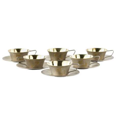 Six silver cups with saucers, gilded and engraved. USSR. 1960-80s - Foto 2