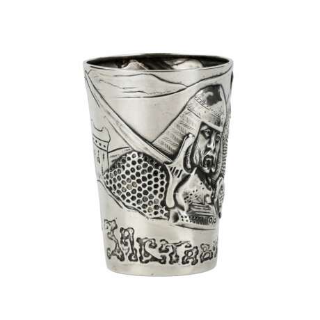 Silver vodka cup from Mikhail Tarasov. Bogatyrskaya Zastava. Early 20th century. - photo 2