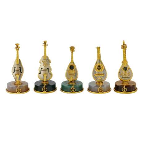 Set of Italian, silver miniatures of ten Renaissance string instruments. - Foto 3