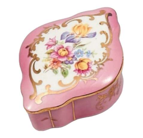 Diamond-shaped porcelain box. Limoges - Foto 1