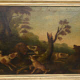 UNBEKANNTER KÜNSTLER, "Bären Treibjagd", Öl auf Leinwand, 19. Jahrhundert - фото 1