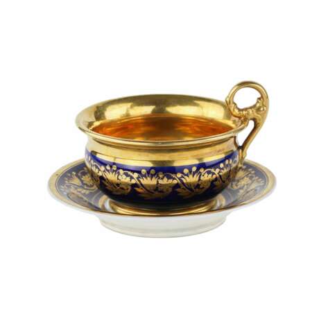 Cobalt cup with saucer. France. 19th century. - photo 1