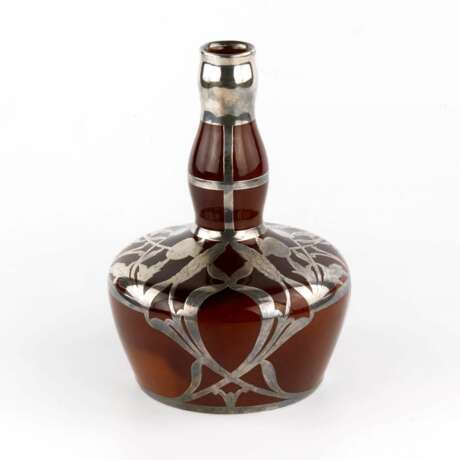 Изящная фарфоровая вазочка в серебряной оплётке, в стиле Модерн. Crown Staffordshire. - фото 1