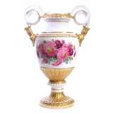 Large porcelain vase - Red chrysanthemums. Meissen. - Foto 1