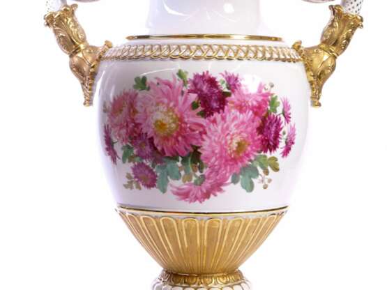 Large porcelain vase - Red chrysanthemums. Meissen. - Foto 8