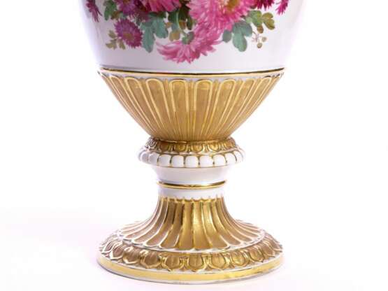 Large porcelain vase - Red chrysanthemums. Meissen. - Foto 9