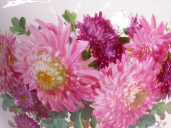 Large porcelain vase - Red chrysanthemums. Meissen. - Foto 11