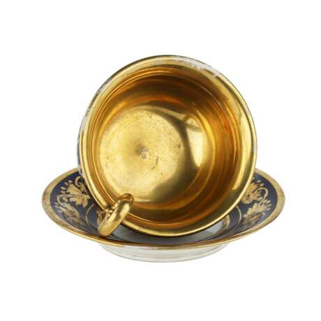 Кобальтовая чашечка с блюдцем. Франция. 19 век. - фото 3