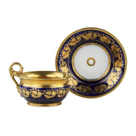 Cobalt cup with saucer. France. 19th century. - photo 4