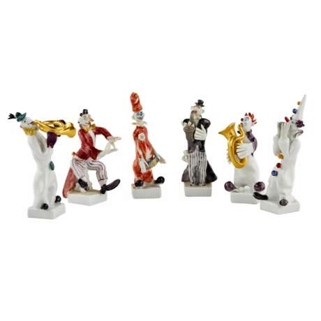 Peter Strang. Six cheerful porcelain clowns - musicians. MEISSEN. - photo 1