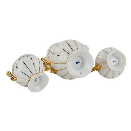 White and gilded porcelain mocha coffee service for six people. Meissen - Foto 9