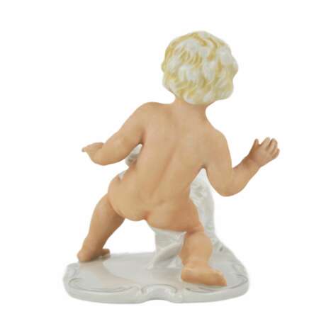 Porcelain figurine of Putti playing with a dog. Germany. - Foto 3