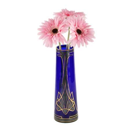 Vase conique Art Nouveau en verre cobalt. - photo 2