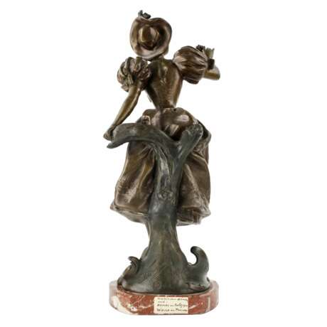 French, bronzed metal figure on a marble base. Happy holiday. - Foto 4