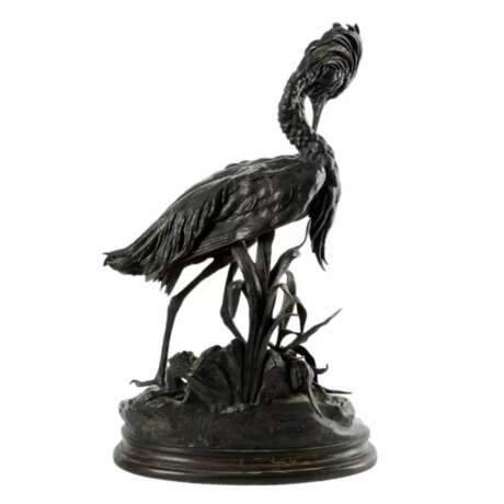 Figure en bronze d`un heron. JULES MOIGNIEZ (1835-1894). - photo 2