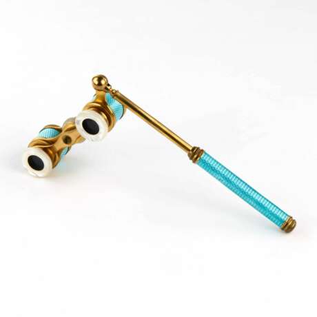Theatrical binoculars with guilloche enamel, with a handle. - photo 1