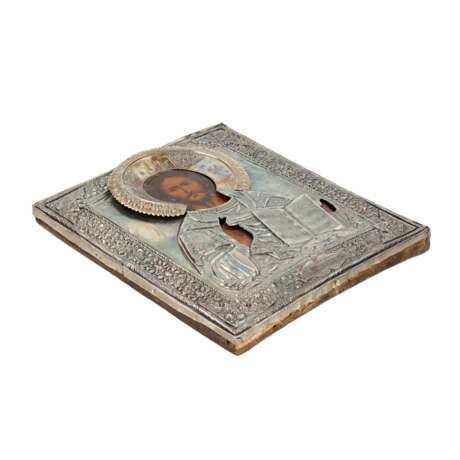 Icon of the Almighty of the late 19th century in a silver-plated setting. - photo 2