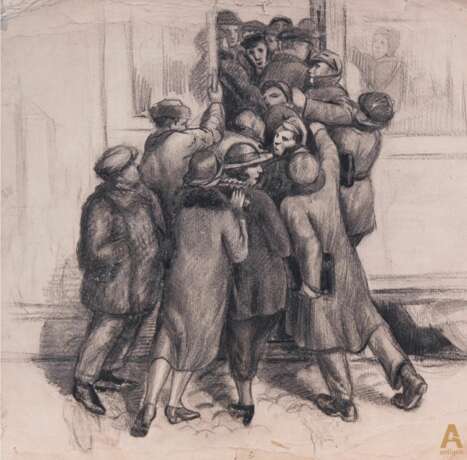 Рисунок "Сцена у трамвая" 1928 - фото 2