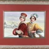 Watercolor Courtship on the winter streets of Russia in the 16th century. - Foto 3
