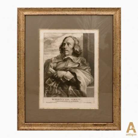 Офорт "Портрет художника Robert Van Voerst",1800гг.Anthonis van Dyck - фото 2