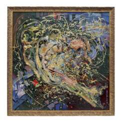 Абстрактная композиция Галактика от рижского художника Игоря Леонтьева. 1988 год.
