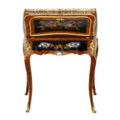 Coquettish ladies` bureau in wood and gilded bronze, Louis XV style.