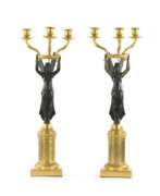 Candlesticks. A pair of bronze candlesticks in Empire style