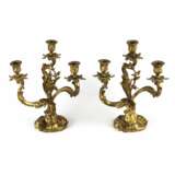 Pair of gilded bronze rocaille candelabra. - photo 1