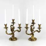 Pair of gilded bronze rocaille candelabra. - Foto 5
