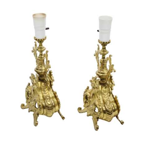 Pair of gilded bronze table lamps. - Foto 2