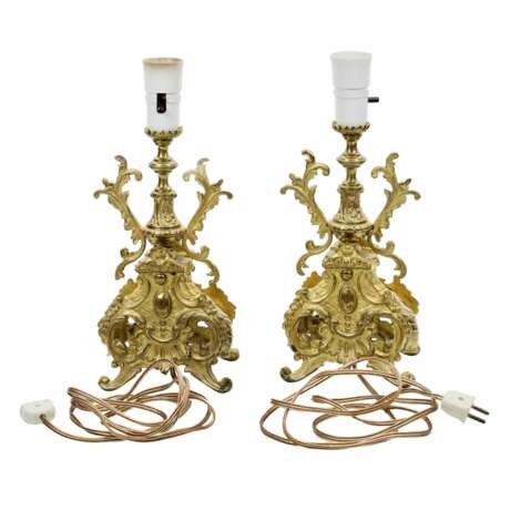 Pair of gilded bronze table lamps. - Foto 3