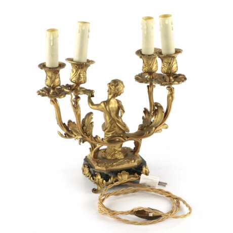 Paired lamps of gilded bronze with cupids playing music. - Foto 6